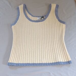 NWT Juniors Size 3X Love Knit Blue And Cream Crochet Tank Top